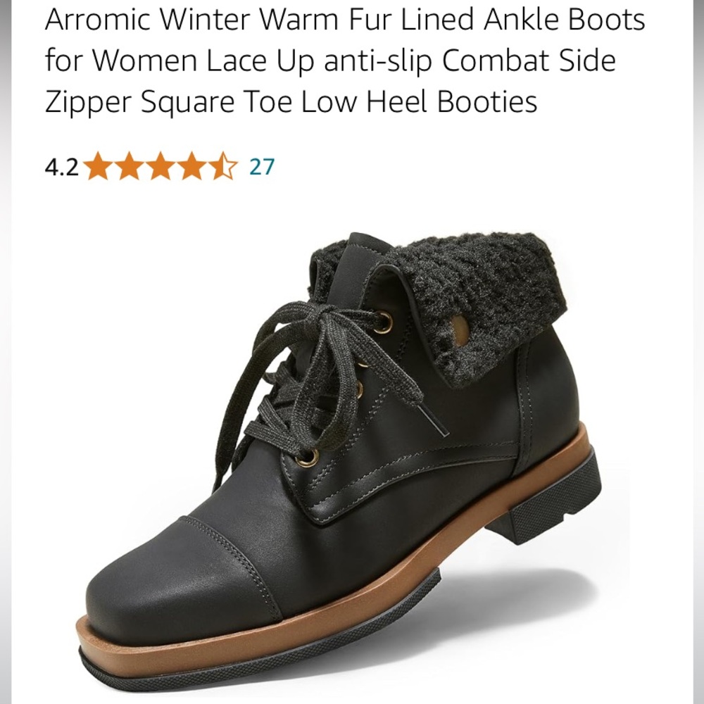 NWOT Arromic Black Ankle Booties with Fur Lining
